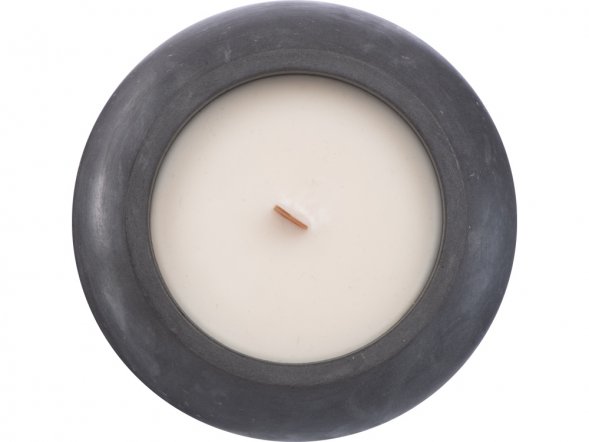 Круглая свечка в бетоне, фитиль дерево, spices 