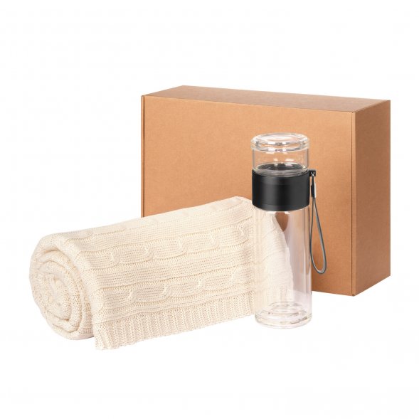 Подарочный набор Terso, Fado, бежевый (плед, термобутылка) 