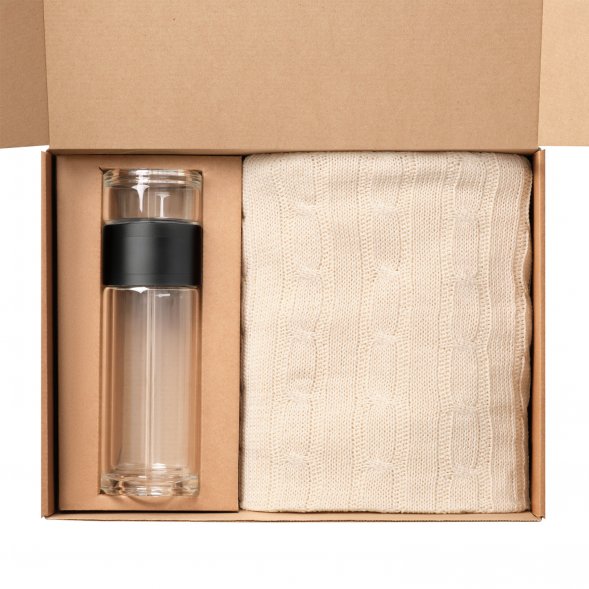 Подарочный набор Terso, Fado, бежевый (плед, термобутылка) 