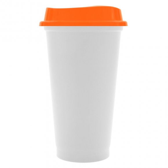 Стакан с крышкой Color Cap White, белый с оранжевым 