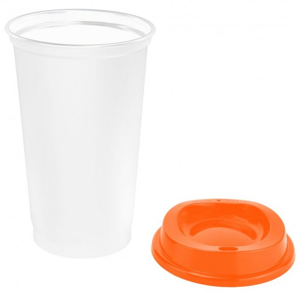 Стакан с крышкой Color Cap White, белый с оранжевым 