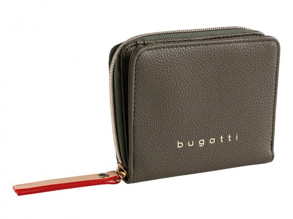 Кошелёк женский BUGATTI Ella, оливковый, полиуретан, 12х3х10 см 