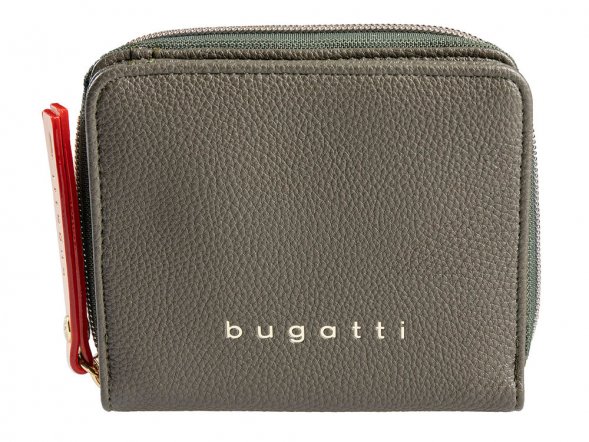 Кошелёк женский BUGATTI Ella, оливковый, полиуретан, 12х3х10 см 