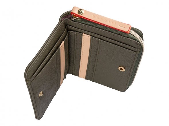 Кошелёк женский BUGATTI Ella, оливковый, полиуретан, 12х3х10 см 