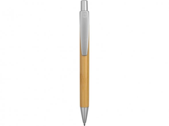 Ручка шариковая Borneo из бамбука, серебряный, черные чернила 