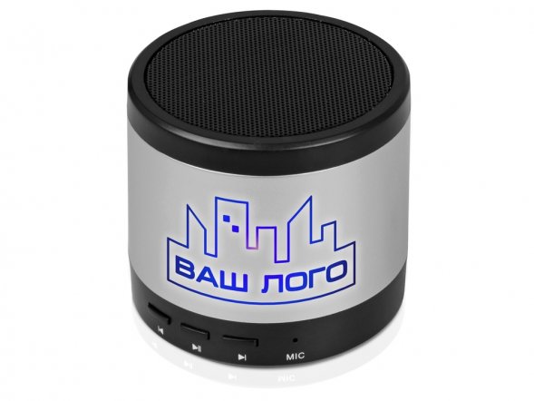 Портативная колонка Ring neon с синей подсветкой корпуса, серебристый 