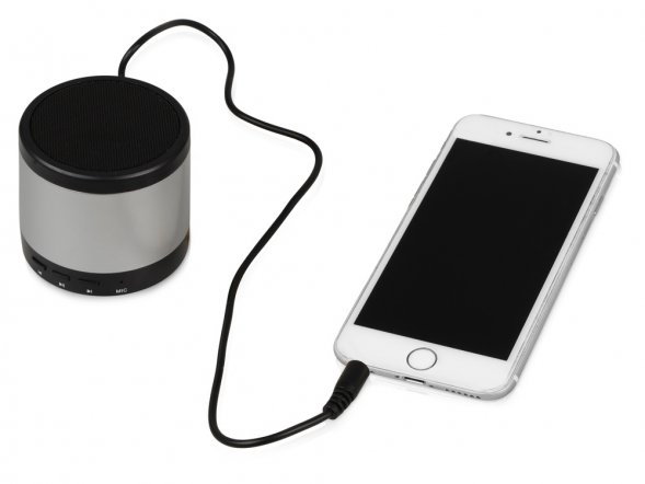 Портативная колонка Ring neon с синей подсветкой корпуса, серебристый 