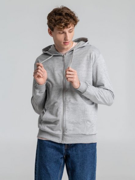 Толстовка на молнии с капюшоном Unit Siverga, серый меланж 