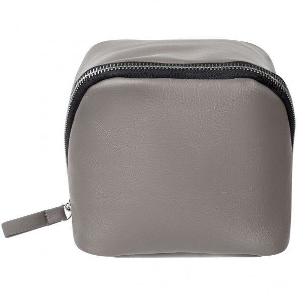 Дорожная косметичка Cubo, серая с логотипом 
