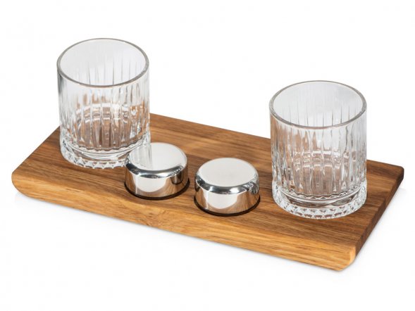 Набор для виски и коктейлей на подставке из дуба Savour 