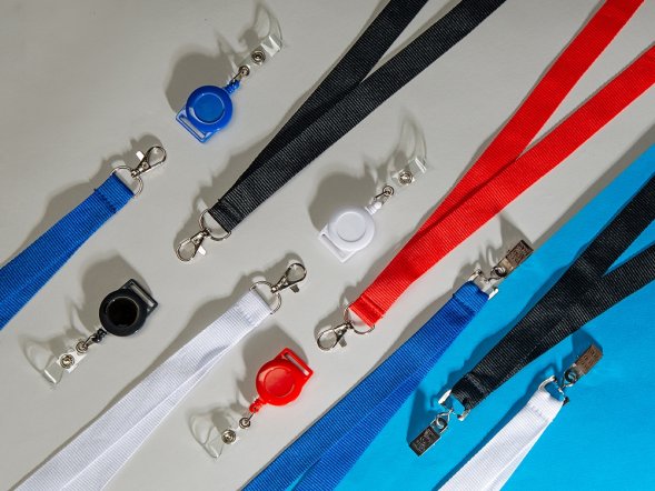 Ланъярд из RPET с клипом, синий 