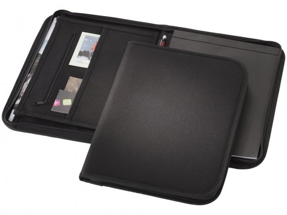 Папка А4 Berkeley на молнии с блокнотом, черный 