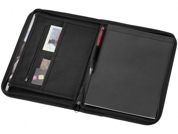 Папка А4 Berkeley на молнии с блокнотом, черный 