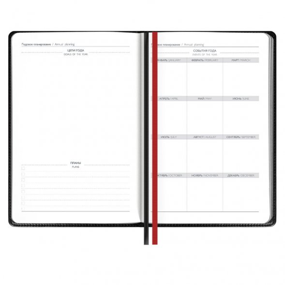 Ежедневник Alanis, недатированный, черный c красным 