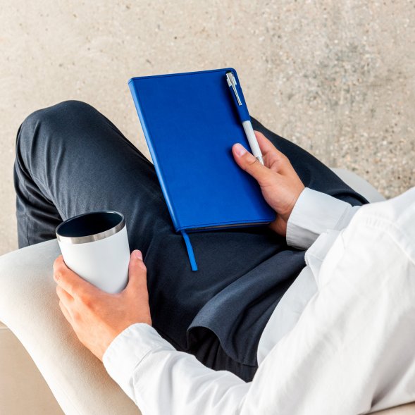 Термокружка вакуумная с керамическим покрытием Arctic, белый/синий 