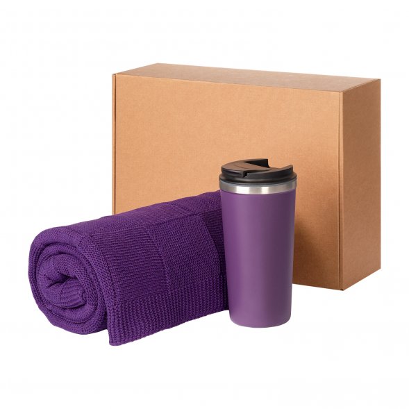 Подарочный набор Palermo, Cella, фиолетовый (плед, термокружка) 