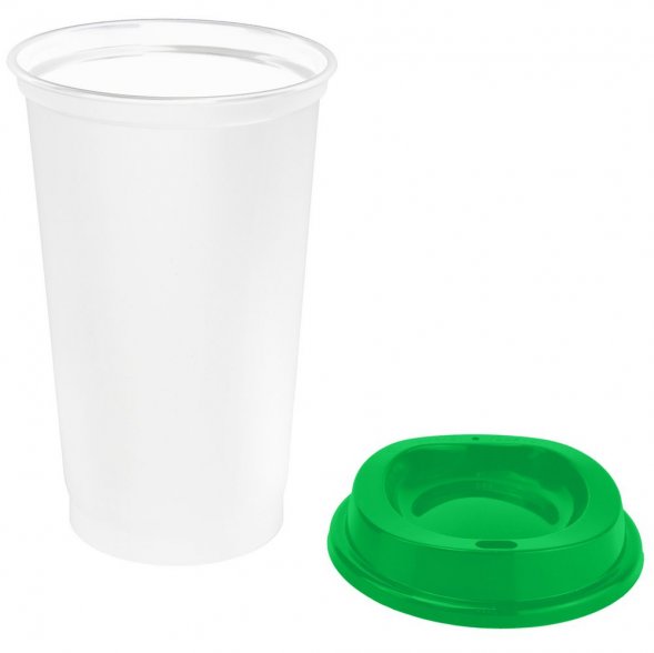 Стакан с крышкой Color Cap White, белый с зеленым 