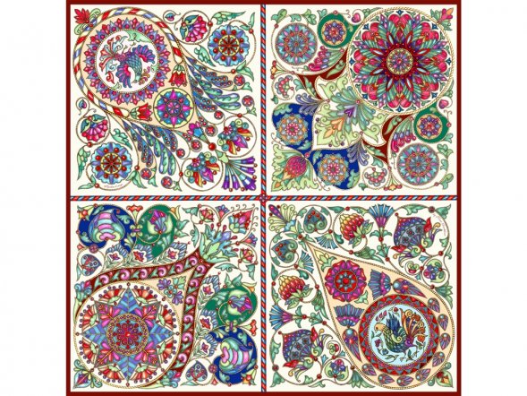 Платок Русская эмаль пёстрая 100% шёлк 