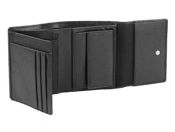 Кошелёк женский BUGATTI Linda, чёрный, натуральная воловья кожа, 12х3х9,5 см 