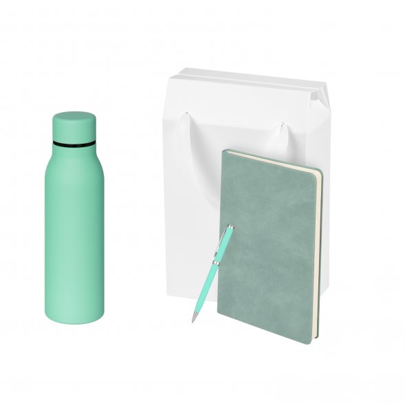 Подарочный набор Sorento, бирюзовый (термокружка, ежедневник, ручка) 