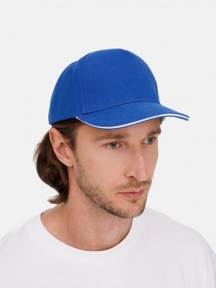 Бейсболка Long Beach, ярко-синяя с белым 