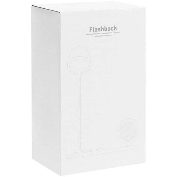 Лампа с колонкой и беспроводной зарядкой Flashback, белая 