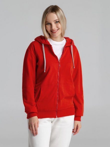 Толстовка на молнии с капюшоном Unit Siverga, красная 