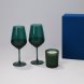 Подарочный набор свеча Enigma + 2 бокала для вина Emerald в синей коробке 