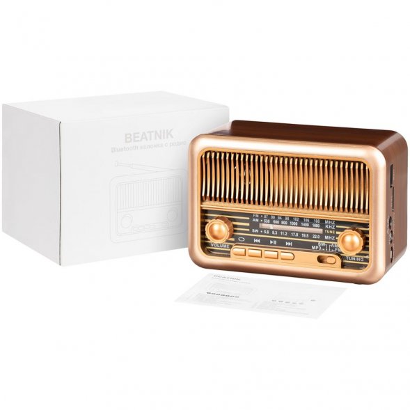 Bluetooth-колонка с радио Beatnik, коричневая 