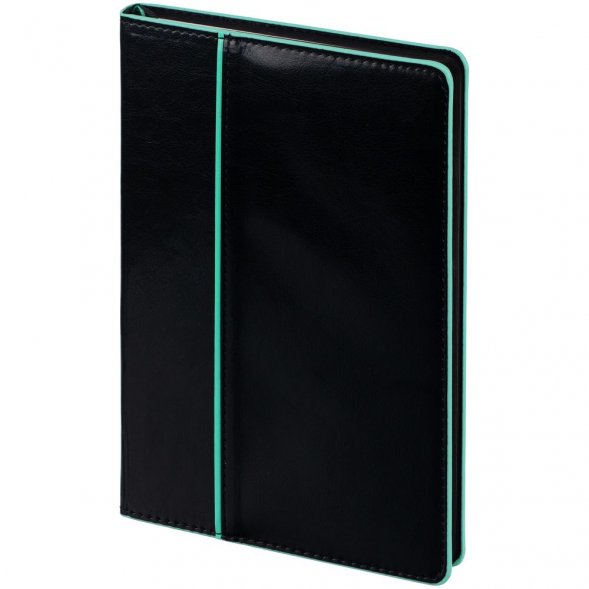 Ежедневник Alanis, недатированный, черный c бирюзовым 