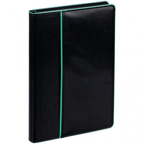 Ежедневник Alanis, недатированный, черный c бирюзовым 