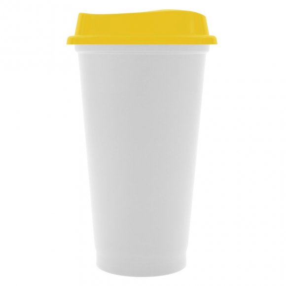 Стакан с крышкой Color Cap White, белый с желтым 