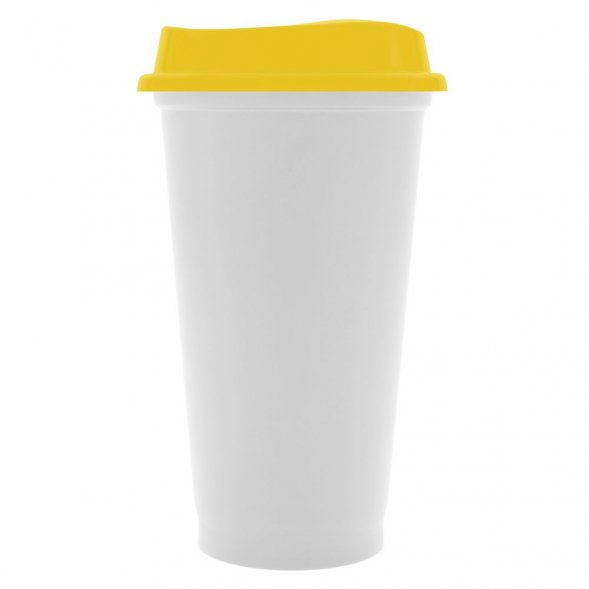 Стакан с крышкой Color Cap White, белый с желтым 