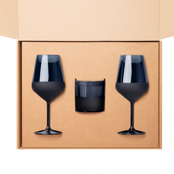 Подарочный набор свеча + 2 бокала для вина, Sapphire синий 