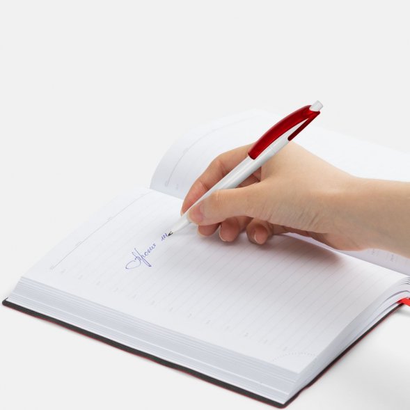 Ручка шариковая Bento, белая с красным 