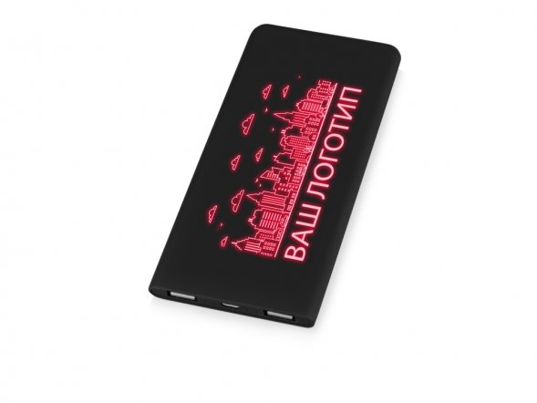 Портативное зарядное устройство с красной подсветкой логотипа Faros, soft-touch, 4000 mAh 