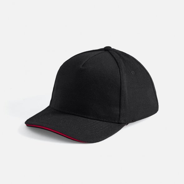 Бейсболка Long Beach, черная с красным 