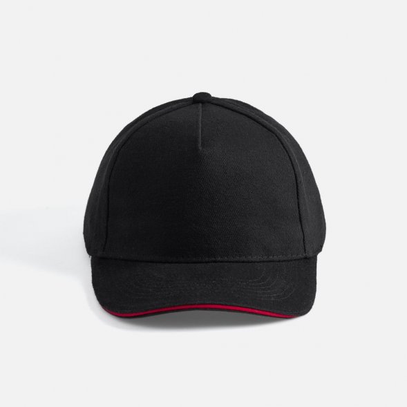 Бейсболка Long Beach, черная с красным 