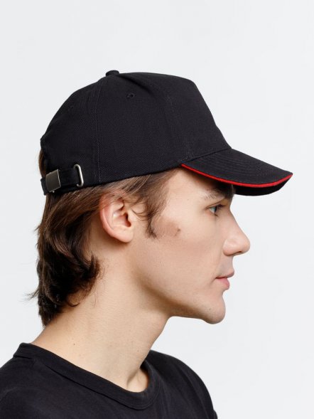 Бейсболка Long Beach, черная с красным 