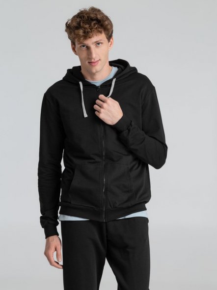 Толстовка на молнии с капюшоном Unit Siverga, черная 