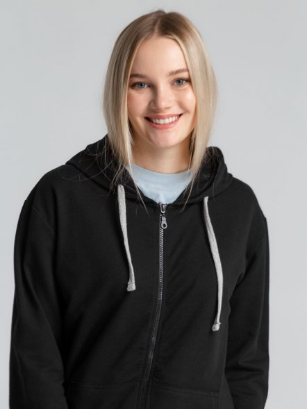 Толстовка на молнии с капюшоном Unit Siverga, черная 