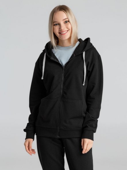 Толстовка на молнии с капюшоном Unit Siverga, черная 