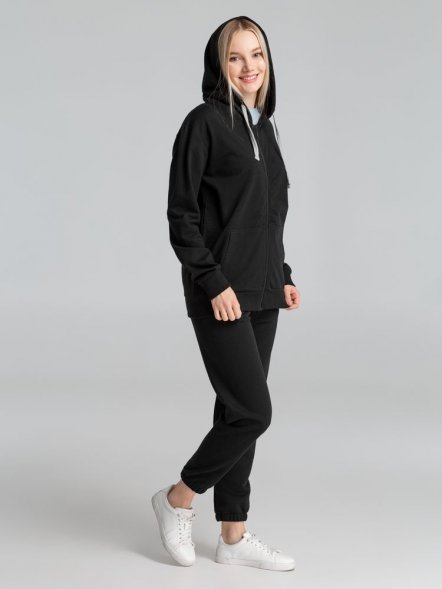 Толстовка на молнии с капюшоном Unit Siverga, черная 
