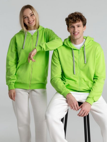 Толстовка на молнии с капюшоном Unit Siverga, зеленое яблоко 