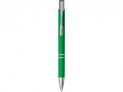 Шариковая кнопочная ручка Moneta с матовым антискользящим покрытием, зеленый