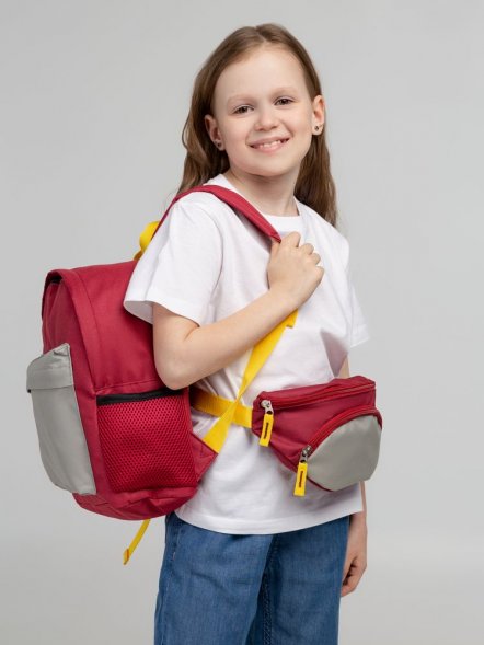 Рюкзак детский Kiddo, бордовый с серым 