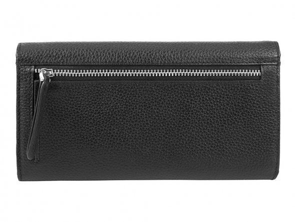 Кошелёк женский BUGATTI Linda, чёрный, натуральная воловья кожа, 19х3х10 см 