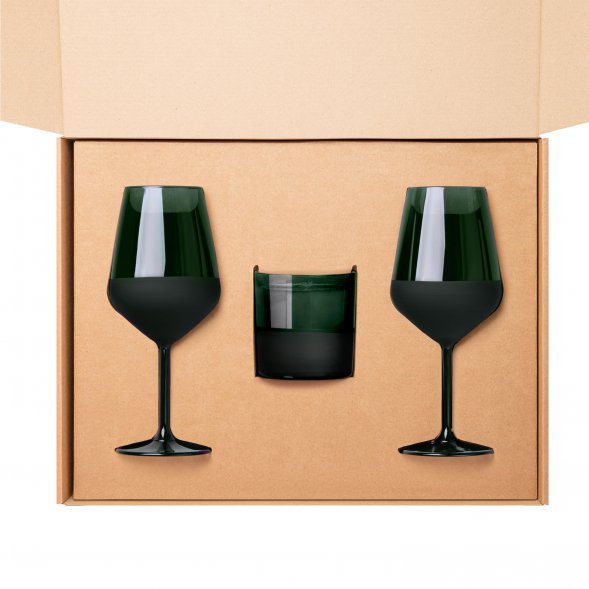 Подарочный набор свеча + 2 бокала для вина Emerald, зеленый 