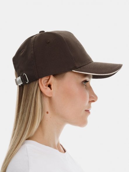 Бейсболка Long Beach, коричневая с бежевым 