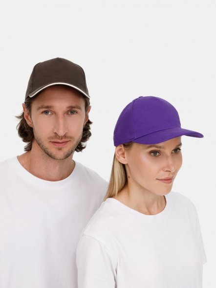 Бейсболка Long Beach, коричневая с бежевым 